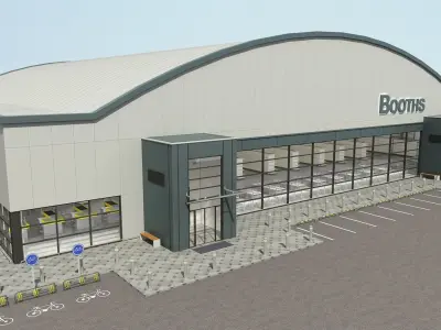 SuperMarket Interior and Exterior 3D model