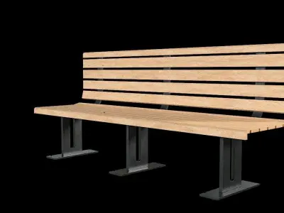 Bench09 park bench with slats Low-poly 3D model