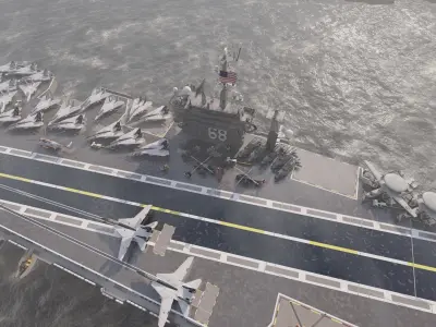 USS nimitz cvn 68 with interior 3D model