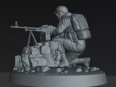 Battlefield Machine Gunner STL Modern Military Miniature Model 3D print model