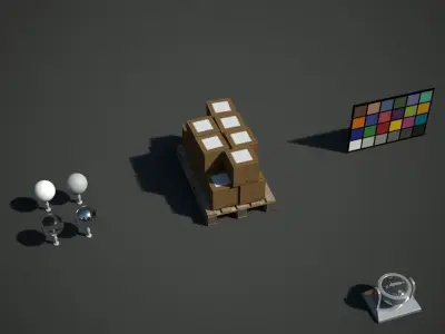 Boxes of tile on a wooden pallet Low-poly 3D model