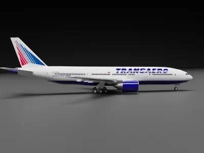 Boeing 777-200 Transaero Livery 3D model