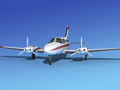 Cessna 414A Chancellor V08 3D model
