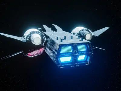 spaceship rendered Low-poly 3D model