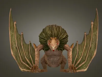 Stylized FurDragon Low-poly 3D model
