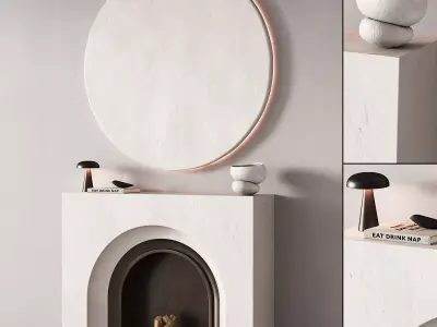 291 fireplace area decorative wall 09 minimal modern classic 00 3D model