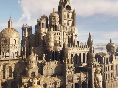 Ancient Ruins and Statues Low-poly 3D model