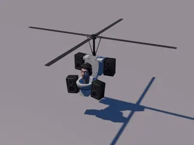Skibidi Toilet Helicopter Low-poly 3D model Low-poly 3D model