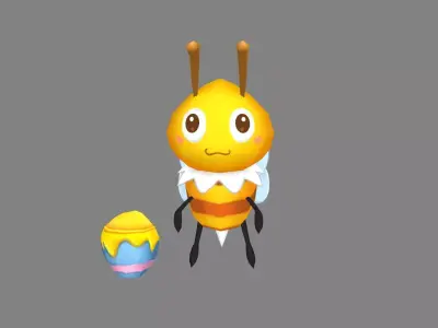 Cartoon bee - honey Low-poly 3D model