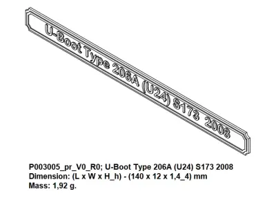 Nameplate - U-Boot Type 206A -U24- S173 2008 3D print model