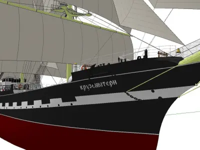 Russian Ship Kruzenshtern Low-poly 3D model