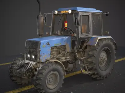 Tractor Belarus 1221 Game Ready Asset PBR Texture Low-poly 3D model