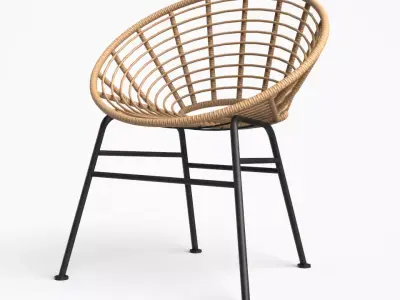 Shell outdoor Dining Chair wicker Low-poly 3D model