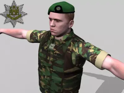 British Royal Anglian Woodland Rigged soldier 3D model