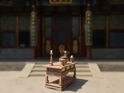 Japanese Temple Altar Low-poly 3D model