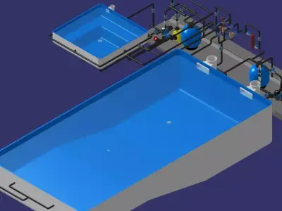 Skimmer Swimming Pool and Hot spa 3D model