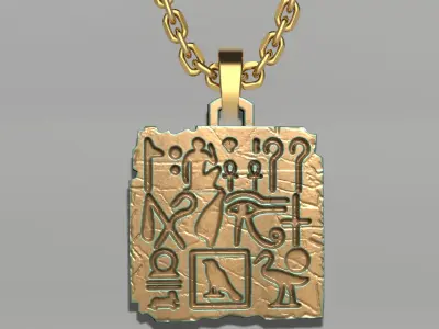 COPY OF OLD EGYPT HIEROGLYPHS CARVED BOARD JEWELRY PENDANT M02 3D print model
