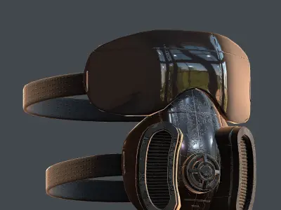 Gas mask helmet 3d model scifi Low-poly Low-poly 3D model