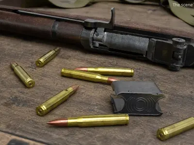 Rifle Ammo Clip with Cartridges 30-06 3D model