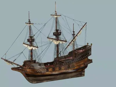 Sailboat Galleon - GameReady Sailing Ship Artemis 3D Model Low-poly 3D model
