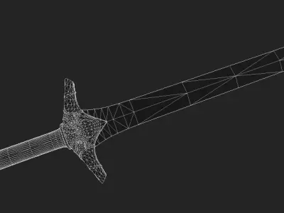 Elvish Blade - Silver - One Handed Sword Low-poly 3D model