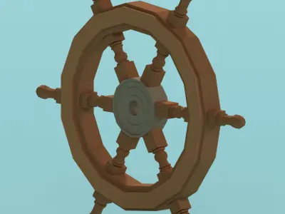Low Poly Ship Wheel Low-poly 3D model