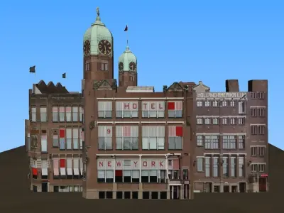 Hotel New York Rotterdam Low-poly 3D model