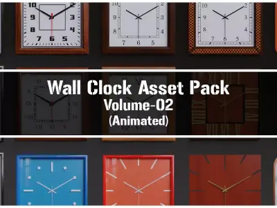 Wall Clock Asset Pack Volume 02 Animated Free 3D model