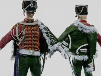 Soldier Napoleon High Rank Officer Rigged Low-poly 3D model