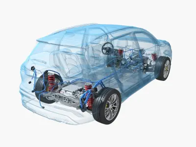 Electric SUV chassis X-ray 3D model