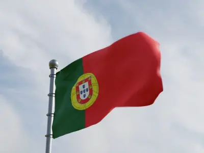 Animated Portugal Flags 3D model