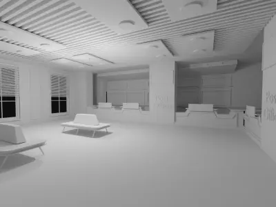 Post Office Interior Low-poly 3D model