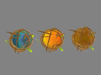 Cartoon bird eggs - golden egg - colored egg - dinosaur egg Low-poly 3D model