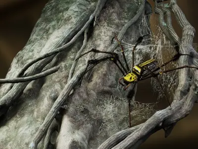 Trichonephila - Golden Silk Orb-weaver Low-poly 3D model