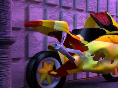 3D Heavy bike Bumble Bee edition  Low-poly 3D model