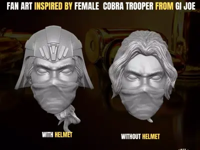  Female Trooper head for action figures 3D print model