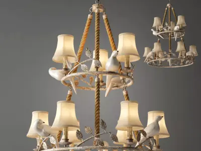 Chandelier Norman Bird Forest Patina 9 3D model