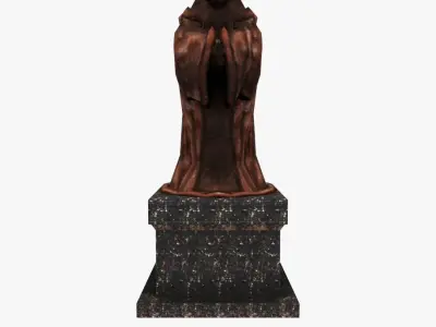Low-poly Old Relic Medieval Monk Statue Low-poly 3D model