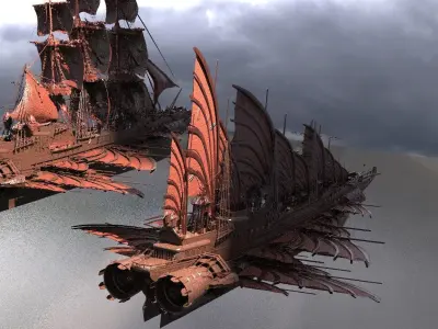 Airship Dragon Emperor Design ship 2 versions  3D model