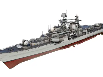 The modified Hangzhou ship DDG136 956EM Sovremenny-class Low-poly 3D model