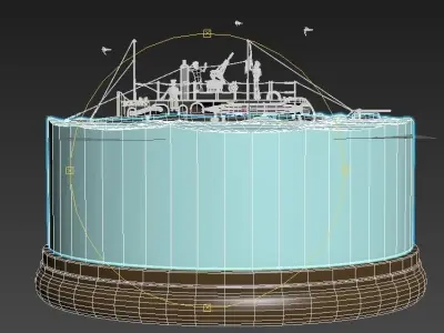 Submarine with sailors 3D model