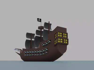 Titanic and Pirate Ship Low-poly 3D model