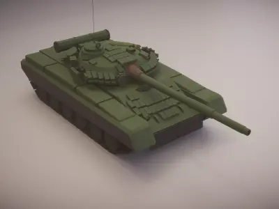 Simple T-80BV Tank Low-poly 3D model