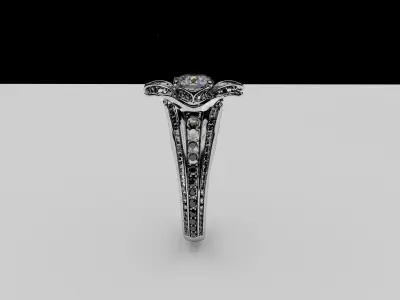 dimond-ring silver flower ring with diamonds Free 3D model