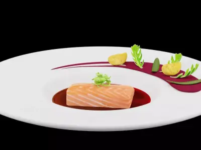 Fresh Salmon Sushi  Low-poly 3D model