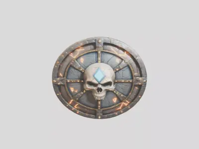 Ancient Warrior Shield with Intricate Details Low-poly 3D model