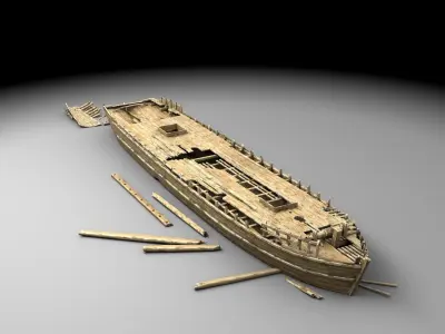 Wooden shipwreck 1 3D model