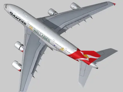 Airbus A380 Qantas VH-OQH Low-poly 3D model