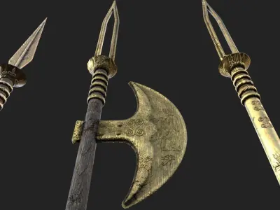  MEDIEVAL SPEAR AND SWORD 17 PIECES PACK Low-poly 3D model