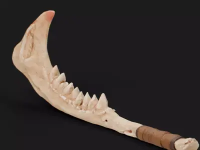 Ancient Bone Machete Low-poly 3D model